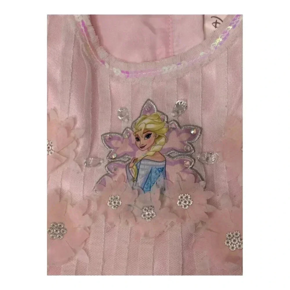 Disney Frozen Princess ELSA Girls Sequin Costume Party Dress Pink Snowflakes Sz4 - Picture 3 of 15